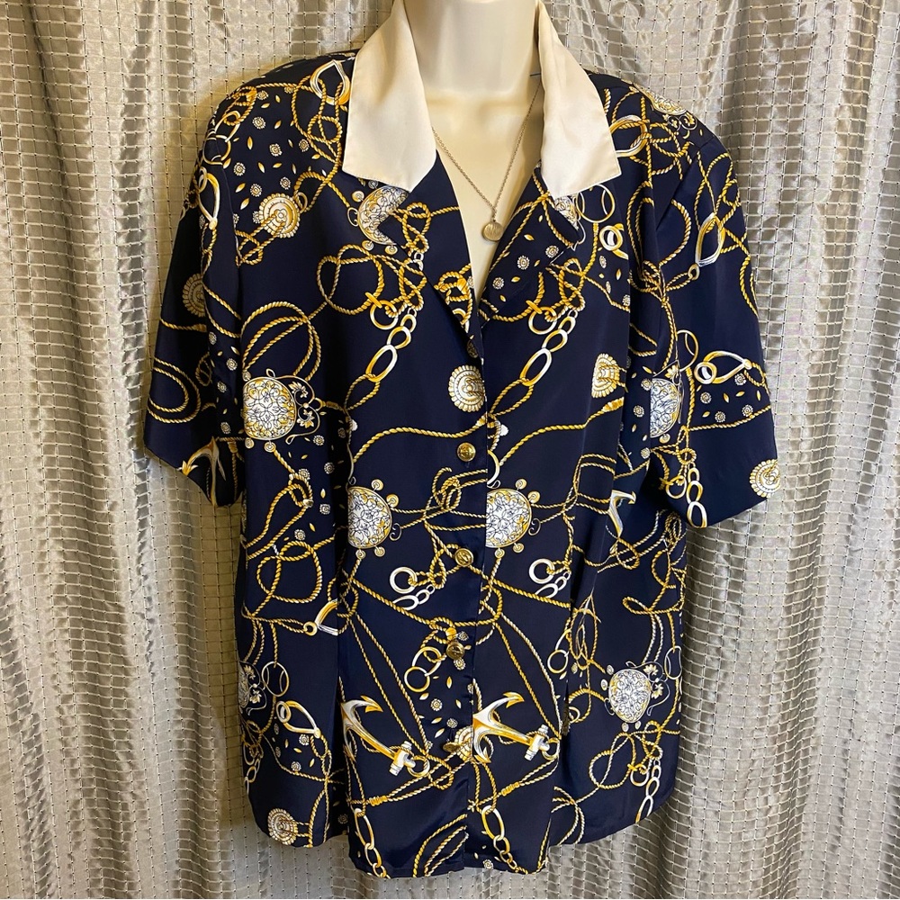 Laura & Jayne Collection Vintage Nautical Top Size 14 Gem